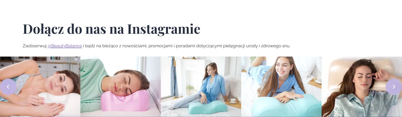 Instagram feed on the Beauty Balance home page