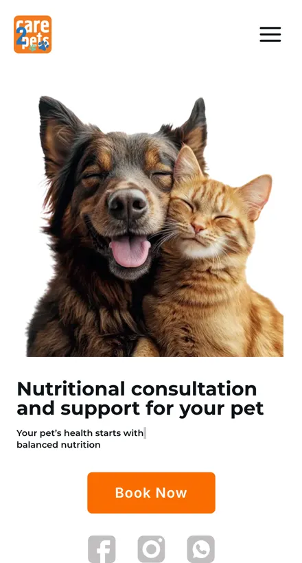 Care2Pets home page on mobile