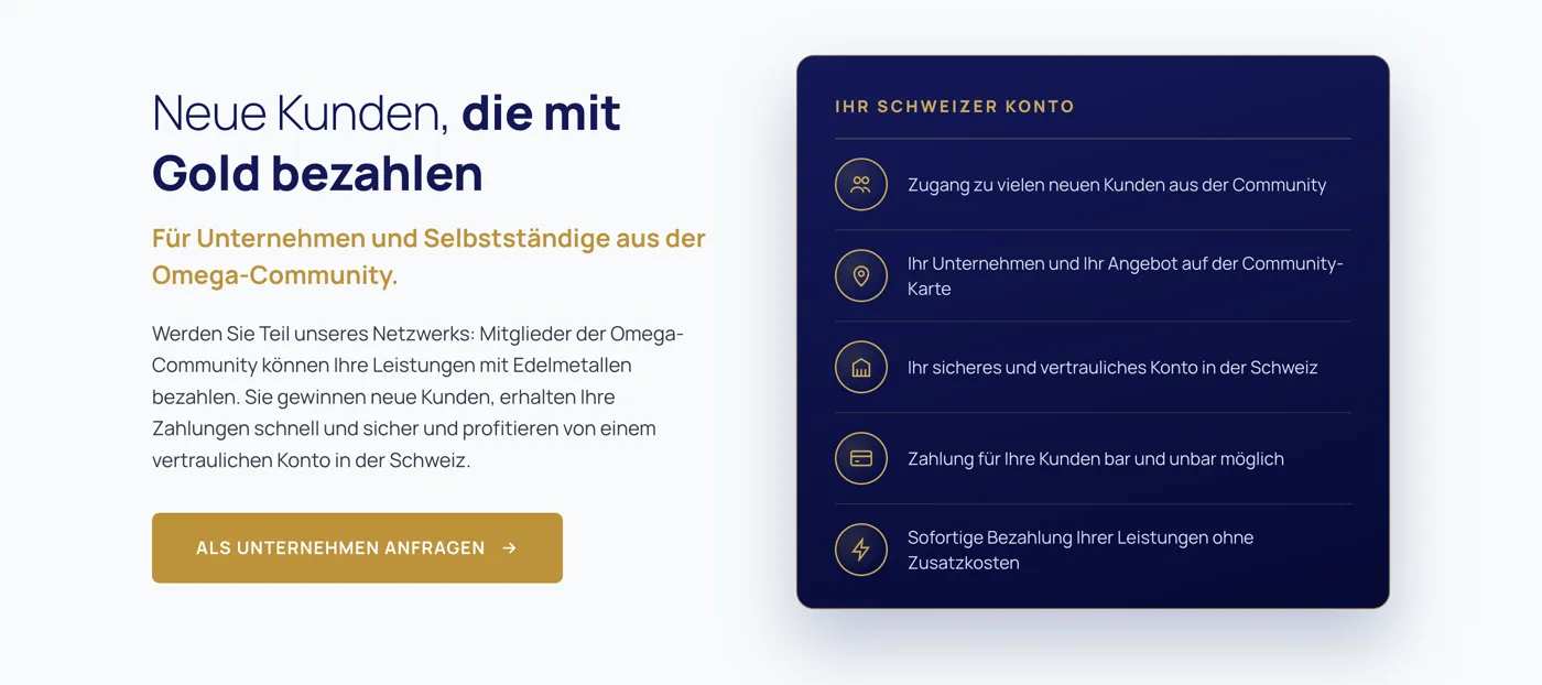 Offer for businesses to accept payment in gold