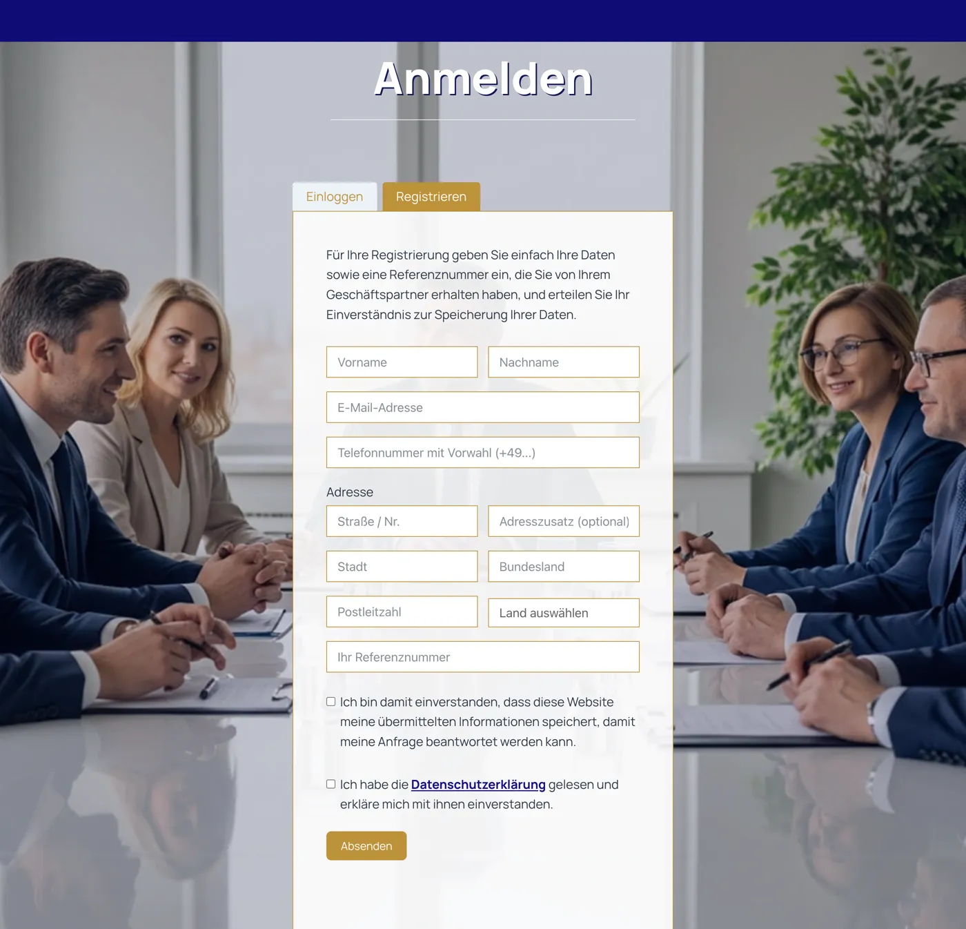 Partner registration on omega-capital.de by reference number