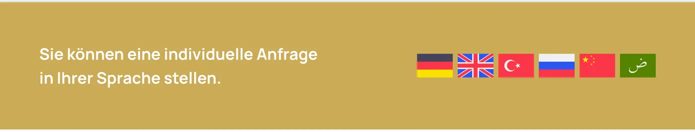 Language bar on omega-capital.de: German, English, Turkish, Russian, Chinese, Arabic