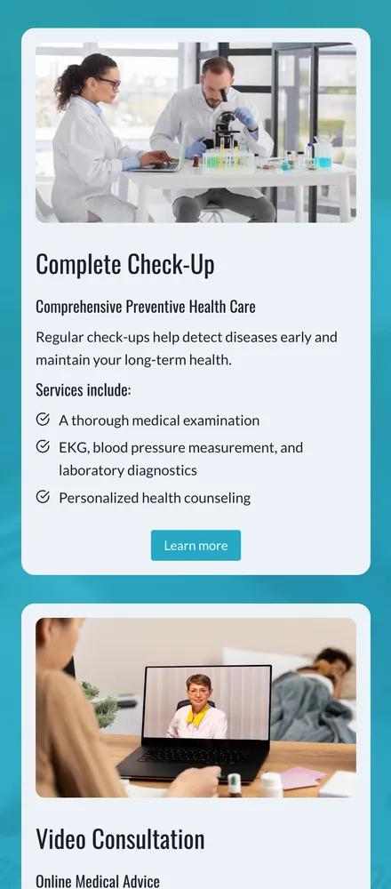 Service cards on a phone