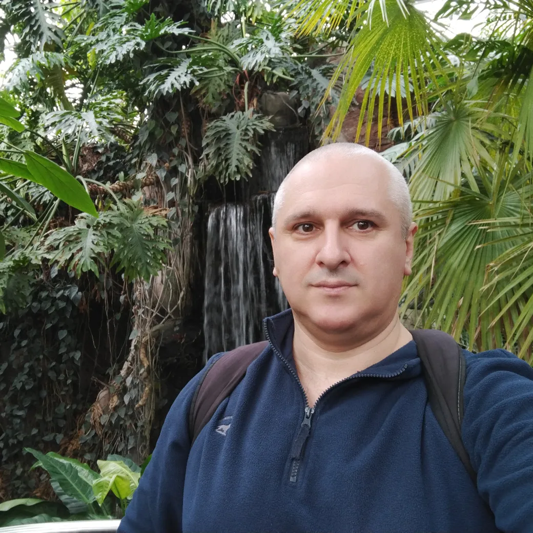 Sergey Raevsky in a greenhouse