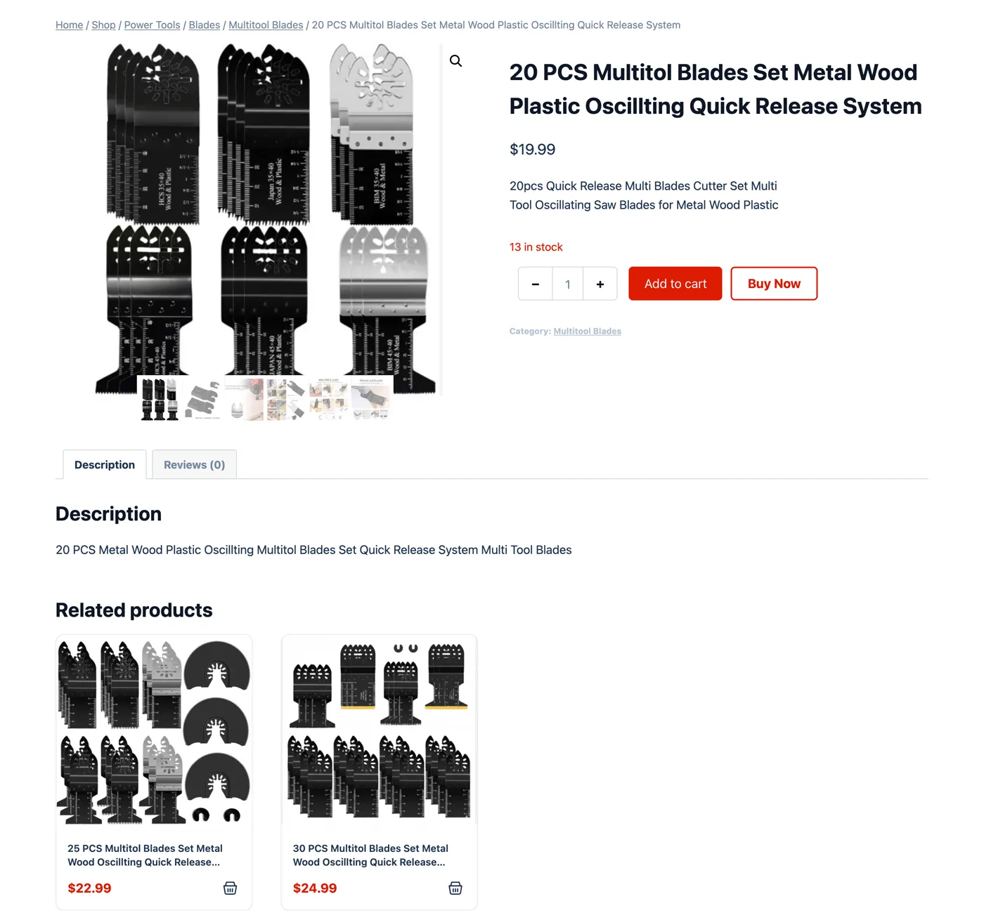 Vitos Depot product page with “Add to cart” and “Buy Now” buttons